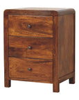 Three Drawer Bedside Table in Chestnut Finish