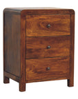 Three Drawer Bedside Table in Chestnut Finish