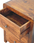 Three Drawer Bedside Table in Chestnut Finish