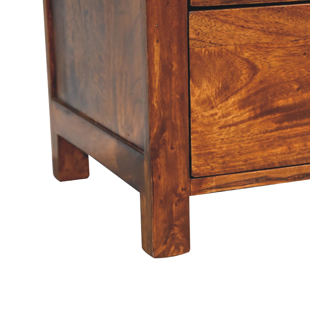 Three Drawer Bedside Table in Chestnut Finish