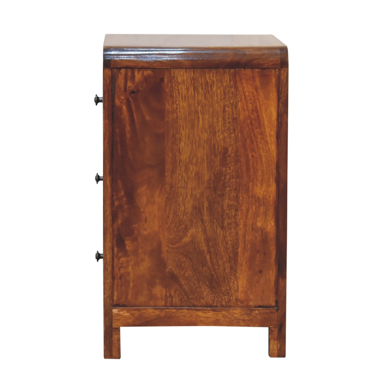 Three Drawer Bedside Table in Chestnut Finish