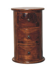 Narrow Drum Chest of Drawers in Chestnut Finish