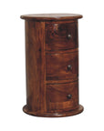 Narrow Drum Chest of Drawers in Chestnut Finish