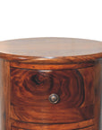 Narrow Drum Chest of Drawers in Chestnut Finish