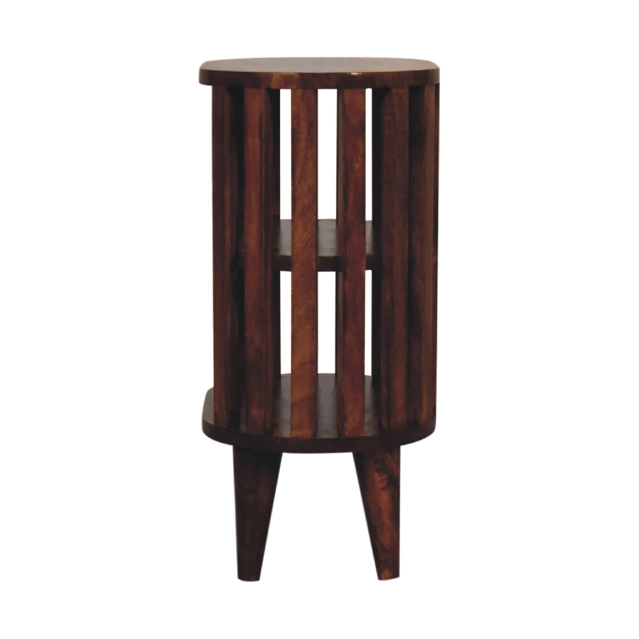 Biwa Chestnut Double Shelf Bedside Table