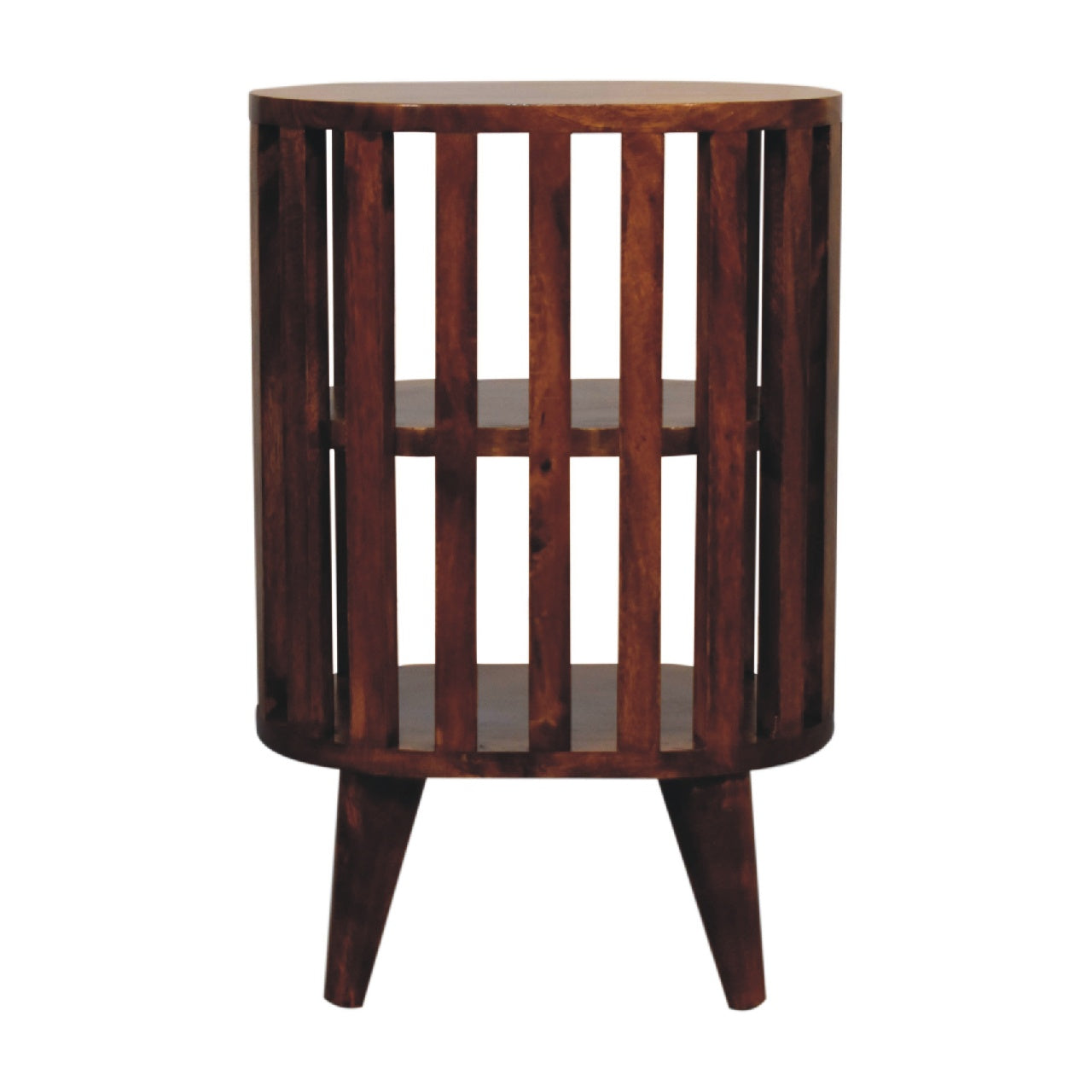 Biwa Chestnut Double Shelf Bedside Table