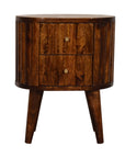 Rounded Stripe Chestnut Bedside Table