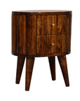 Rounded Stripe Chestnut Bedside Table