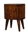 Rounded Stripe Chestnut Bedside Table