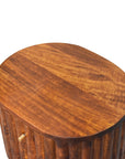 Rounded Stripe Chestnut Bedside Table