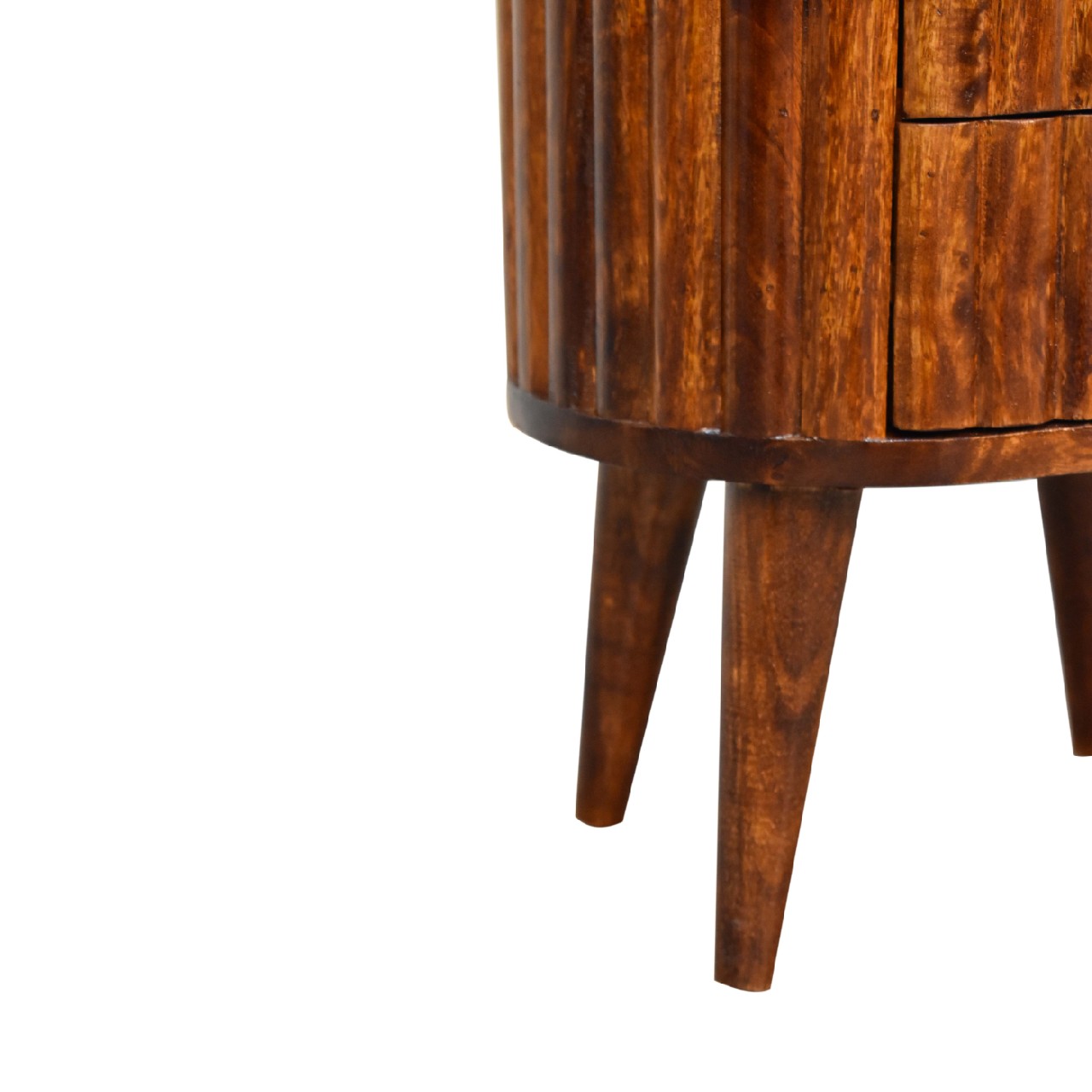 Rounded Stripe Chestnut Bedside Table