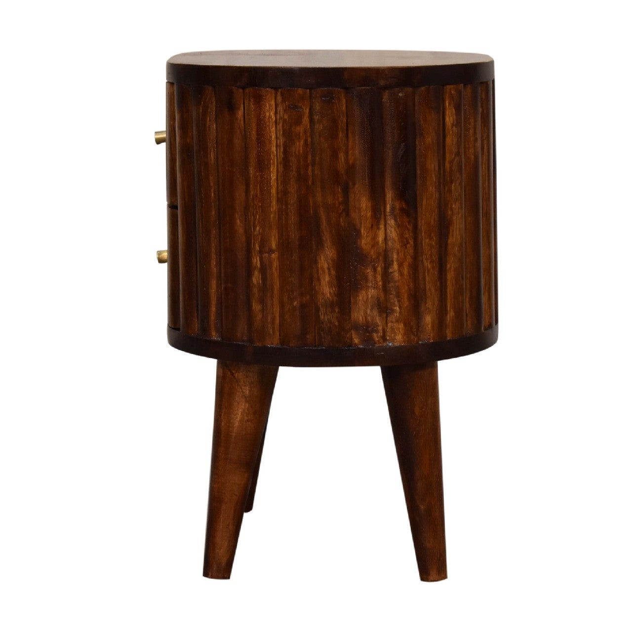 Rounded Stripe Chestnut Bedside Table