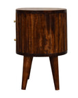 Rounded Stripe Chestnut Bedside Table