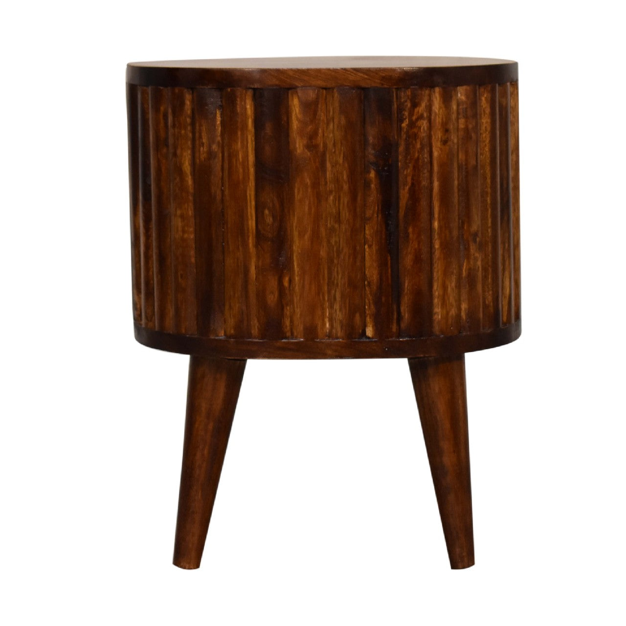 Rounded Stripe Chestnut Bedside Table