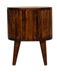 Rounded Stripe Chestnut Bedside Table