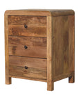 Three Drawer Bedside Table in Oak Finish