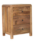 Three Drawer Bedside Table in Oak Finish