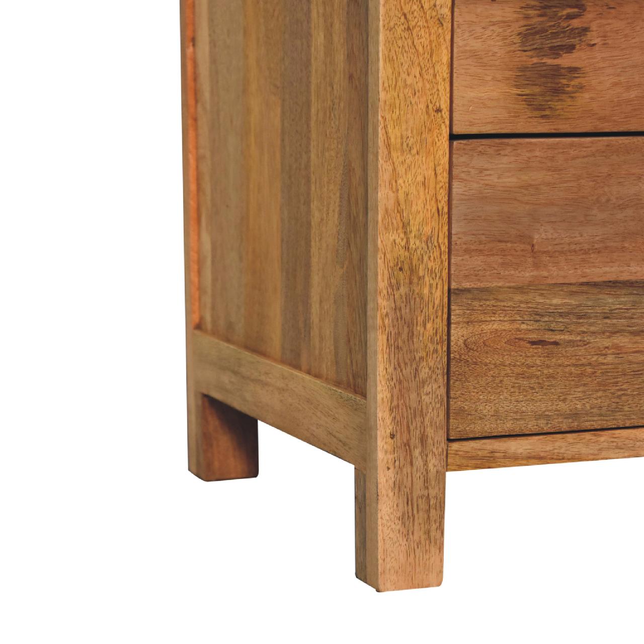 Three Drawer Bedside Table in Oak Finish