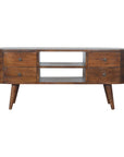 Chestnut Rounded Wooden TV Unit