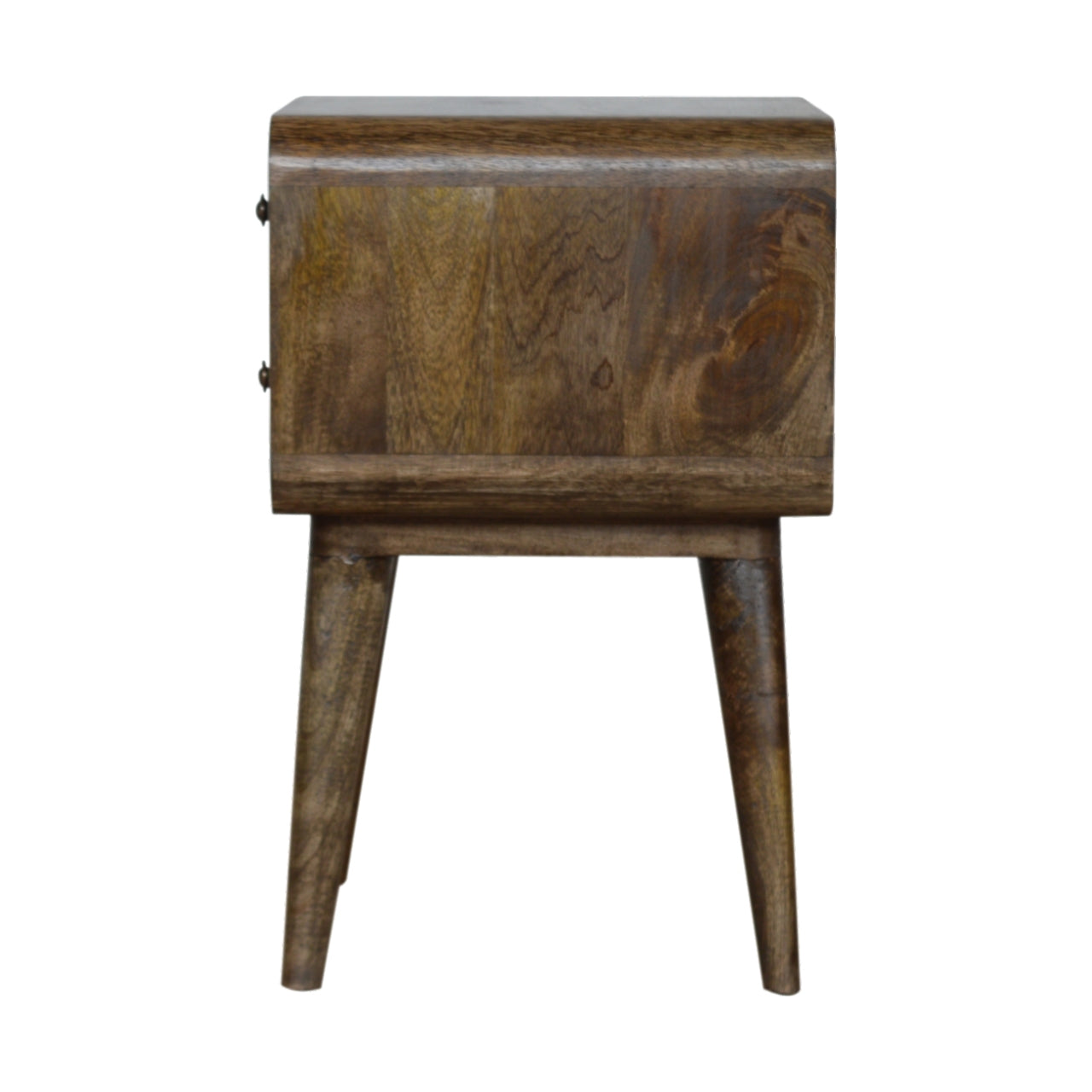 Curved Mango Wood Bedside Table with Two Drawers