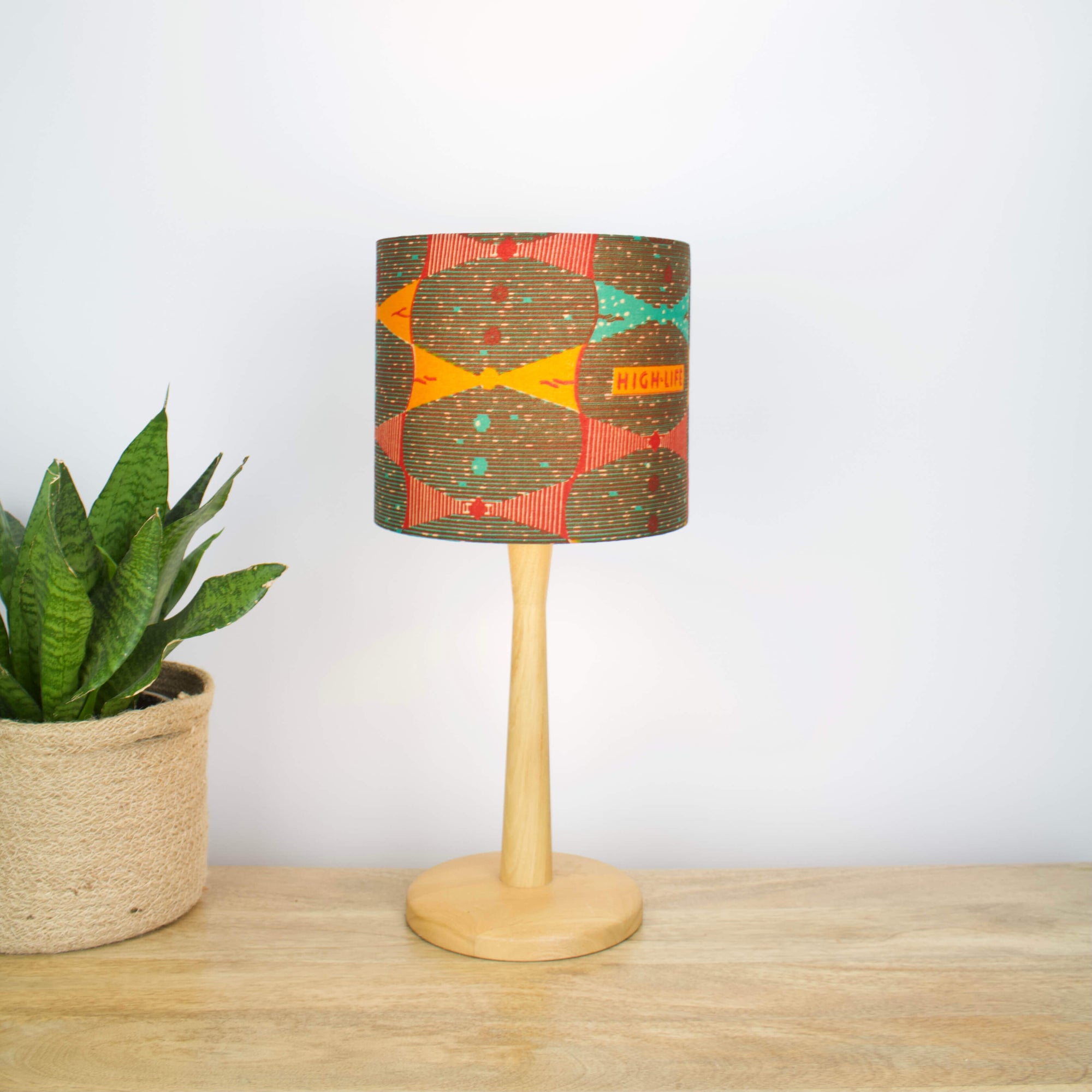 Orange and Turquoise Highlife African Lampshade - Tropikala