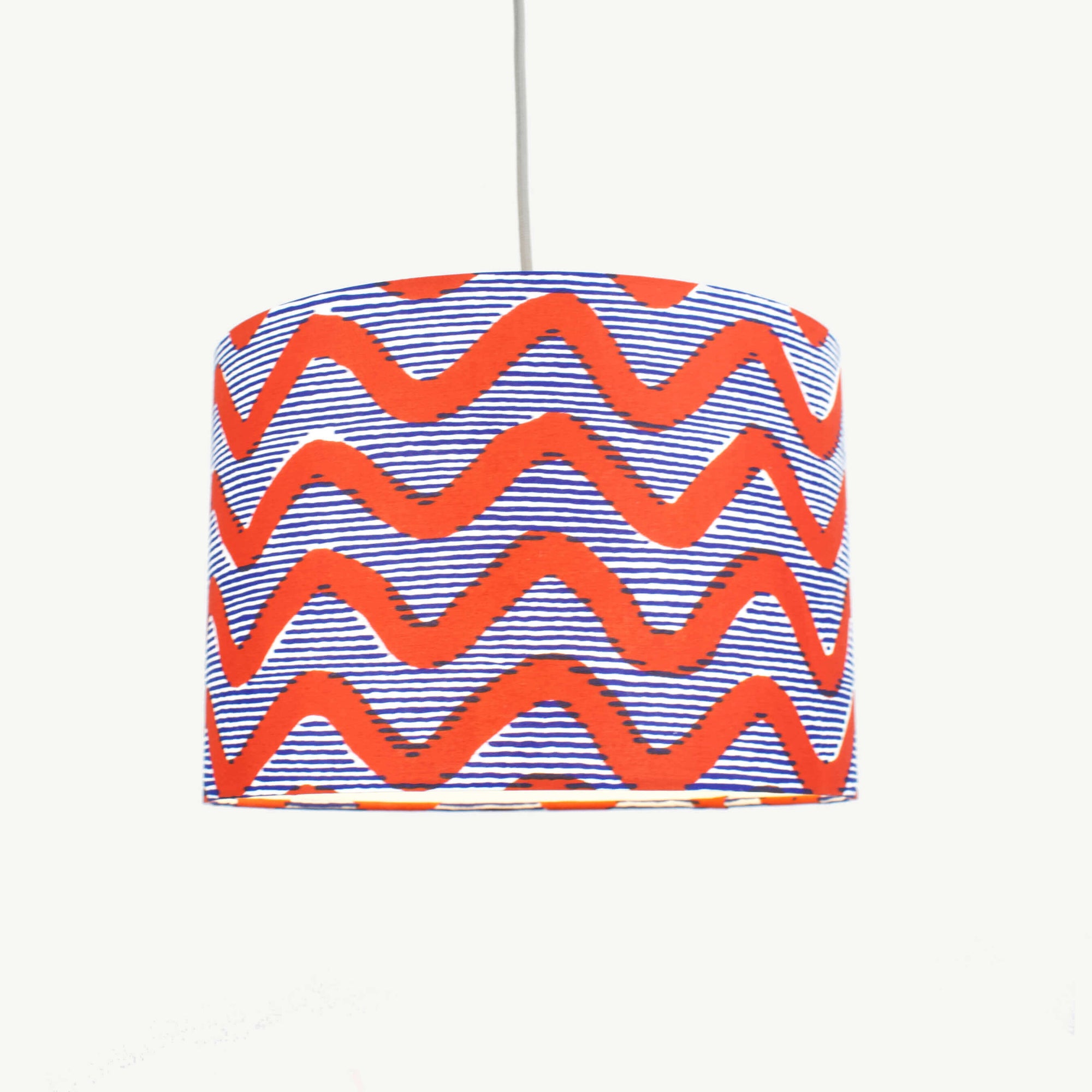 Navy and Red Waves African Lampshade - Tropikala