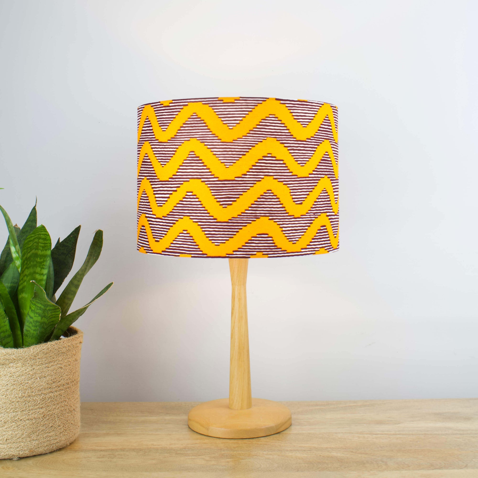 White and Yellow Waves African Lampshade - Tropikala