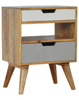 Grey and White Mango Wood Bedside Table