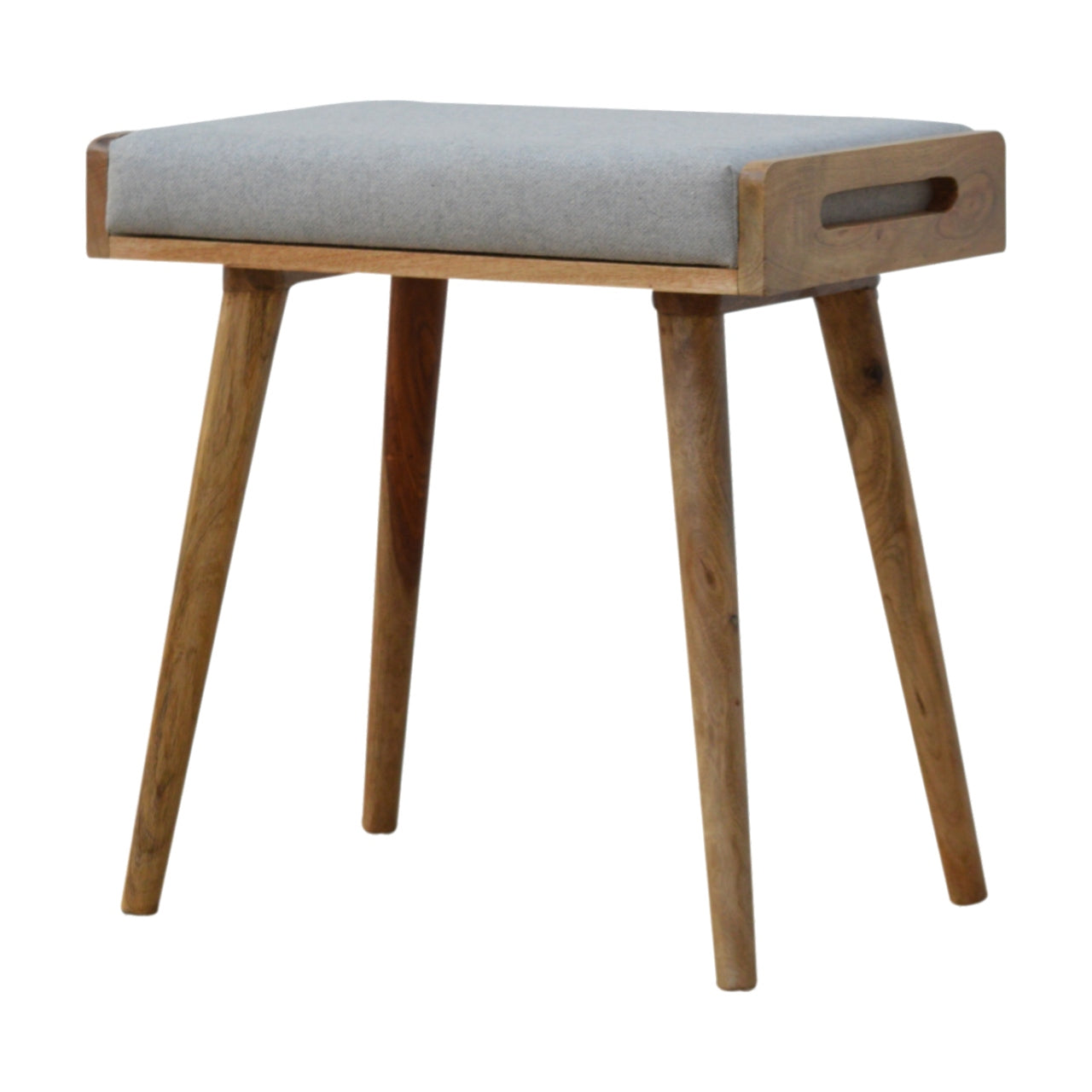 Jaya Grey Tweed Mango Wood Stool