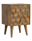 Ubud Carved Bedside Table in Oak Finish