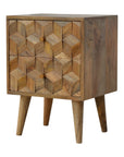 Ubud Carved Bedside Table in Oak Finish