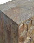 Ubud Carved Bedside Table in Oak Finish