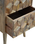 Ubud Carved Bedside Table in Oak Finish