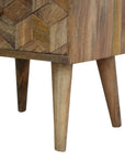 Ubud Carved Bedside Table in Oak Finish