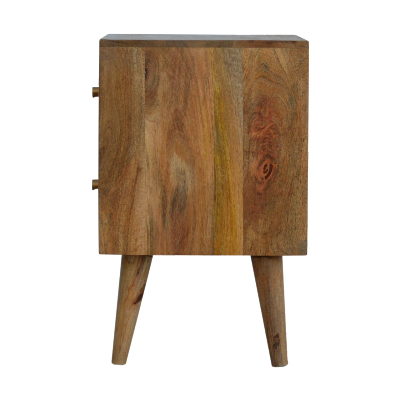 Ubud Carved Bedside Table in Oak Finish