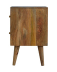 Ubud Carved Bedside Table in Oak Finish