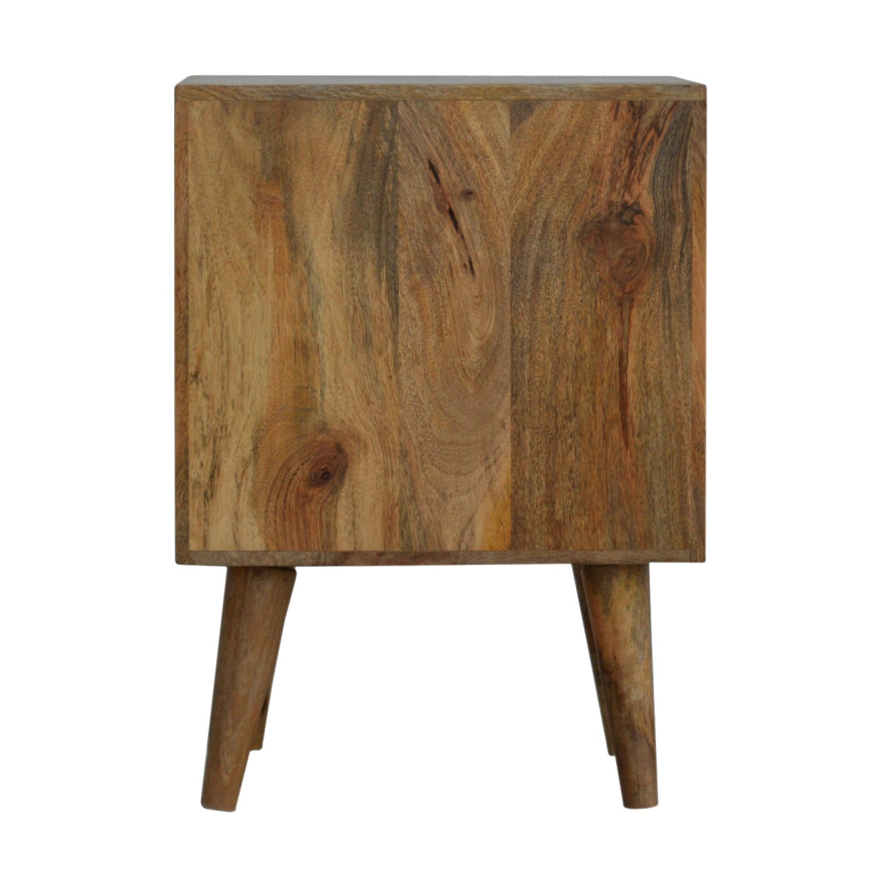 Ubud Carved Bedside Table in Oak Finish