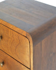 Chestnut Curve Floating Bedside Table with Double Drawer