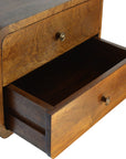 Chestnut Curve Floating Bedside Table with Double Drawer