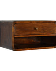 Chestnut Curve Floating Bedside Table with Single Drawer