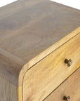 Oak Curve Floating Bedside Table with Double Drawer