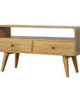 Curved Mango Wood TV Unit with Double Drawer