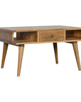 Curved Mango Wood Coffee Table in Oak Finish