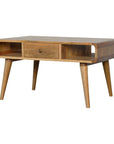 Curved Mango Wood Coffee Table in Oak Finish