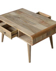 Curved Mango Wood Coffee Table in Oak Finish