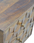 Ubud Carved Bedside Table in Chestnut Finish