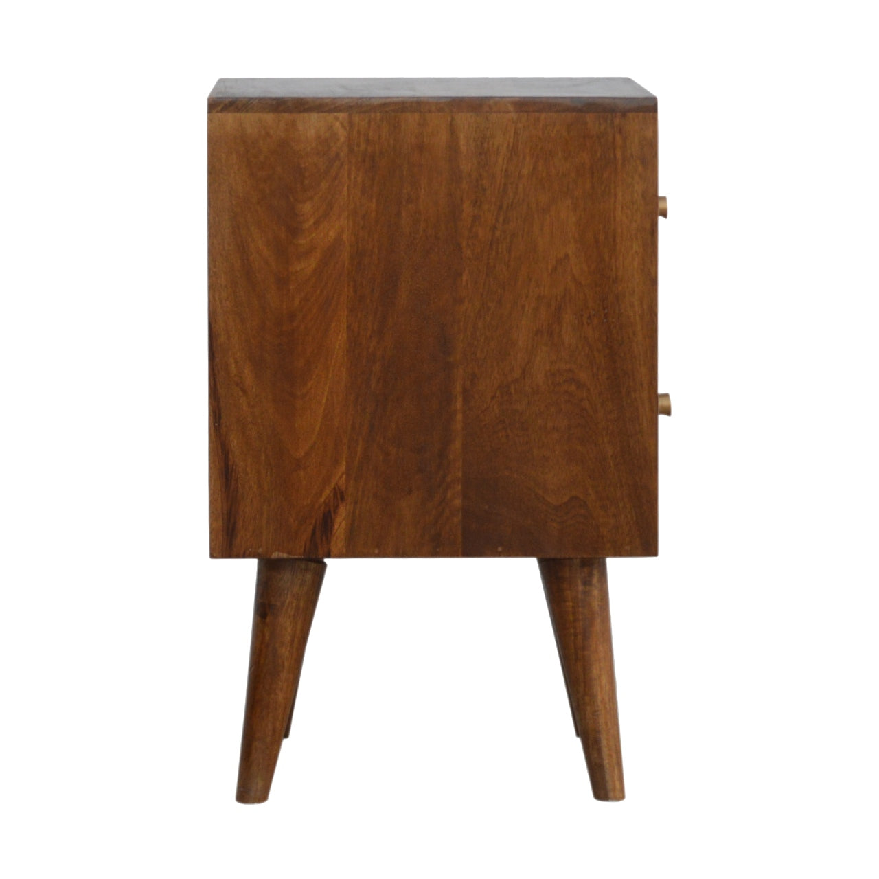 Ubud Carved Bedside Table in Chestnut Finish