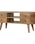 Rounded Mango Wood TV Unit with 4 Drawers