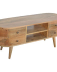 Rounded Mango Wood TV Unit with 4 Drawers