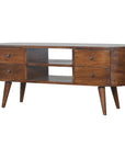 Chestnut Rounded Wooden TV Unit